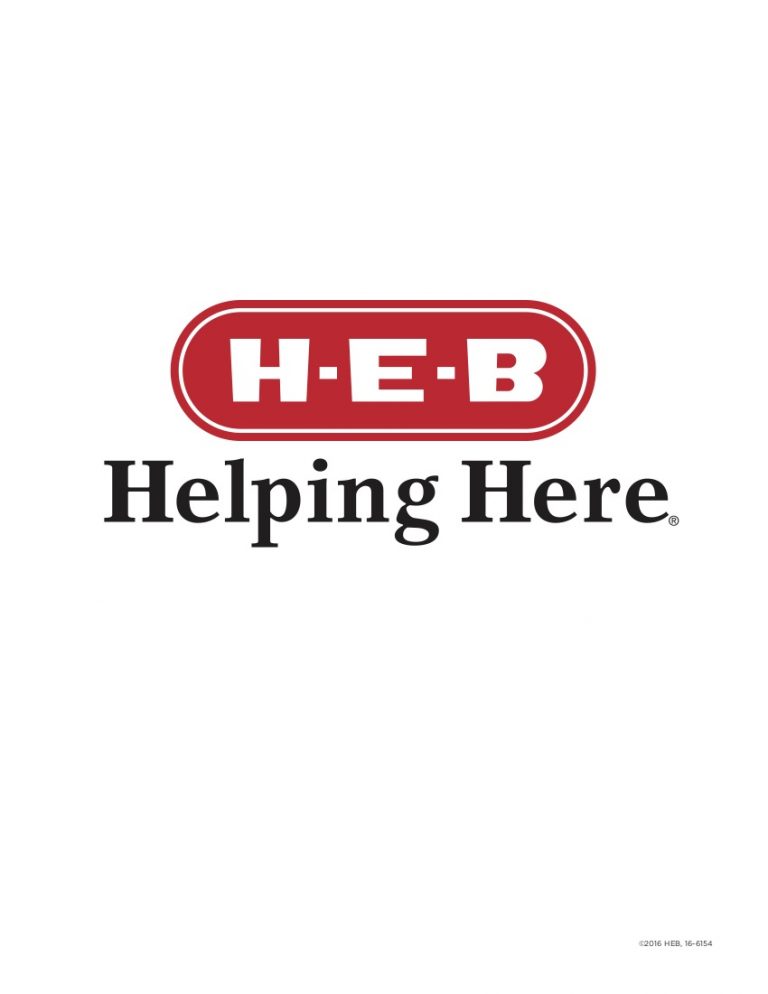 HEB Helping Here red and black logo